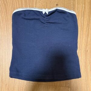 Edikted Navy Blue Tube Crop Top